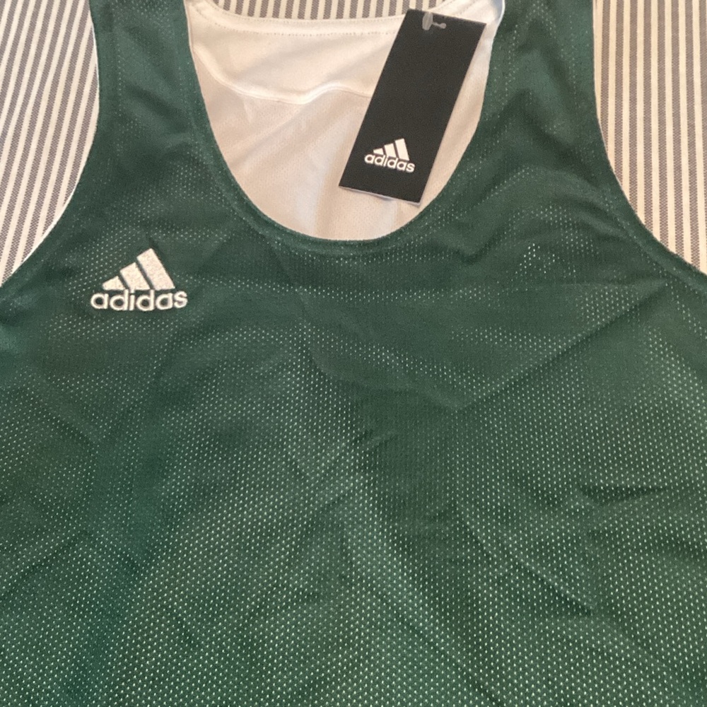 adidas Green and White Men's Mesh Tank Top